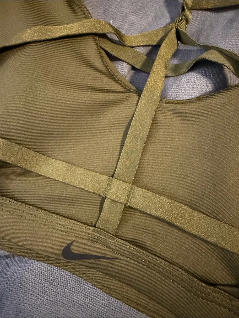 Nike Olive/Tan Strappy-Back Light Support Sports Bralette